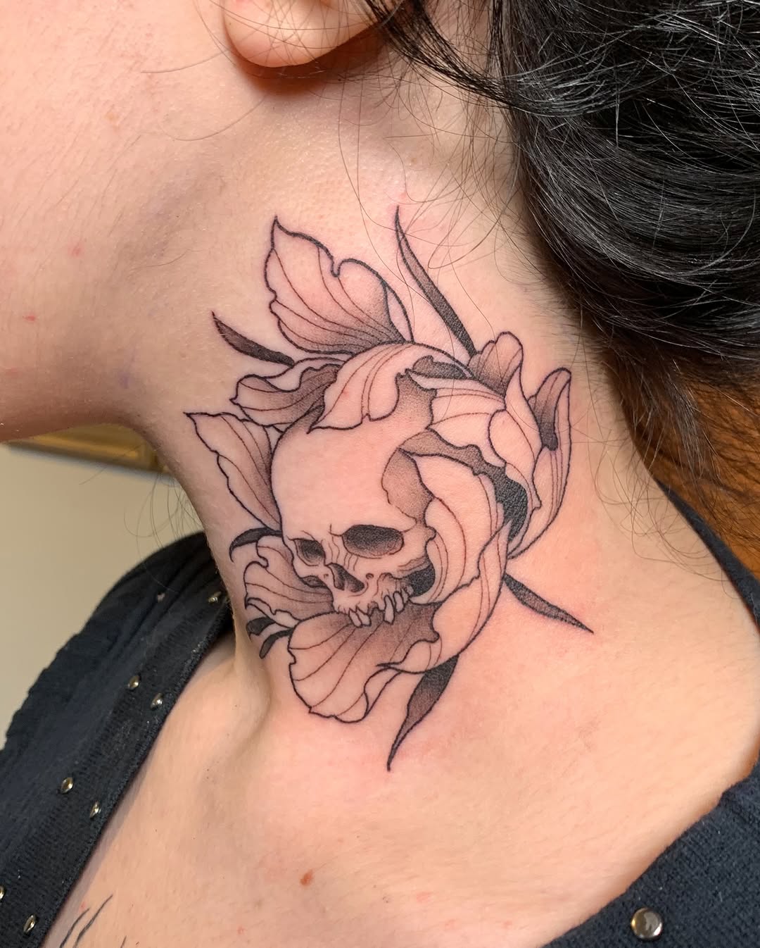 Tattoo by @lvl40lich — black_and_grey, dark_realism