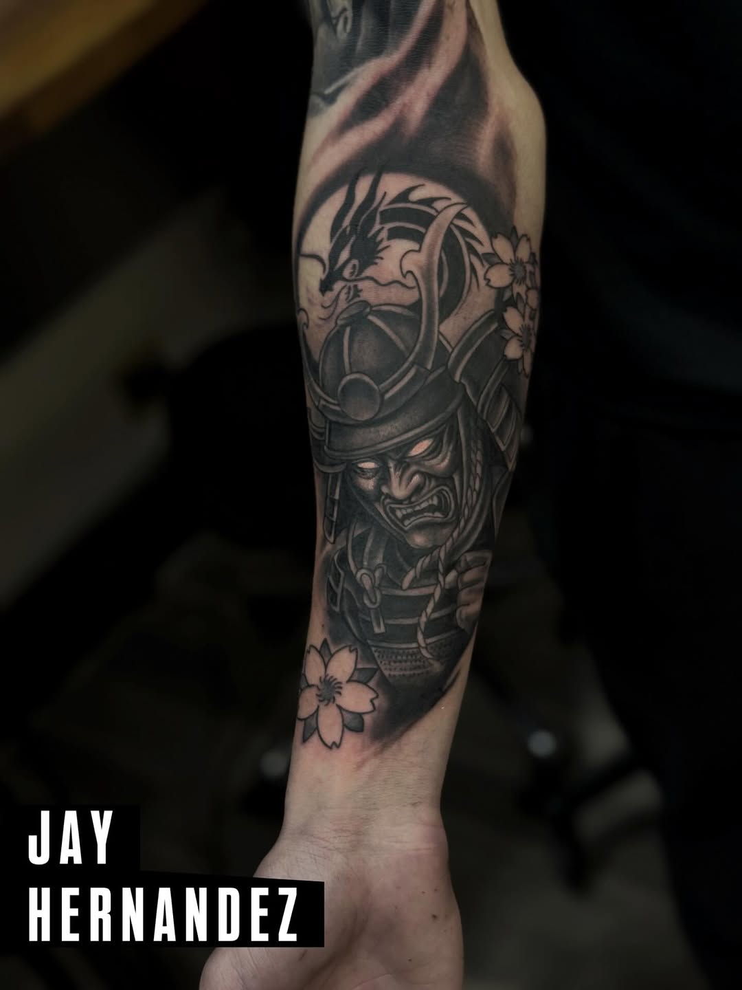Tattoo by @jayhernandeztattoos — japanese_irezumi, black_and_grey