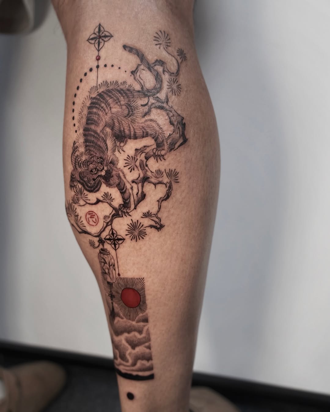 Tattoo by @lilithink โ japanese_irezumi, black_and_grey