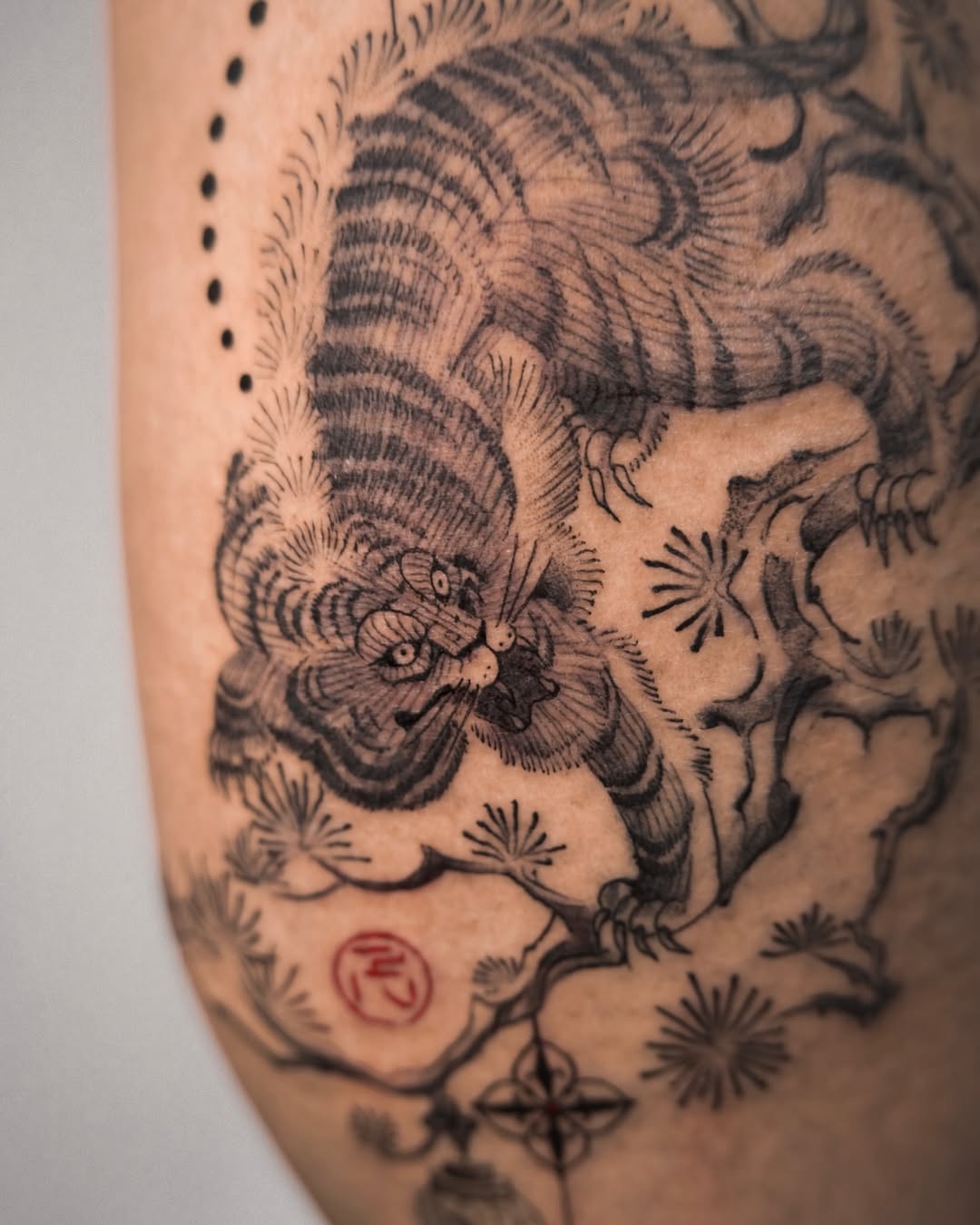 Tattoo by @lilithink โ japanese_irezumi, black_and_grey