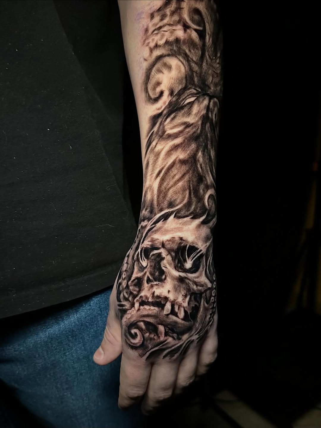 Tattoo by @comfychrisf — blackwork, realism
