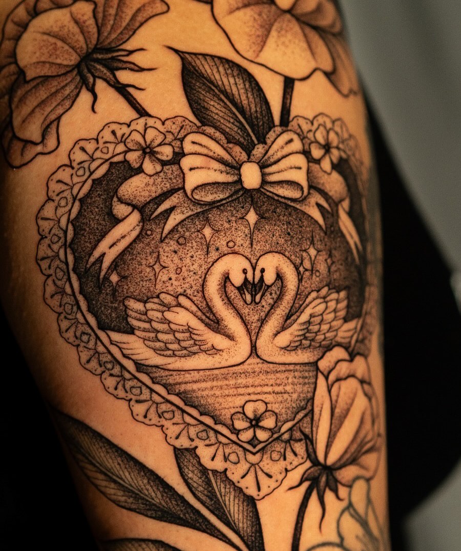 Tattoo by @ambergreytattoos — dotwork, black_and_grey