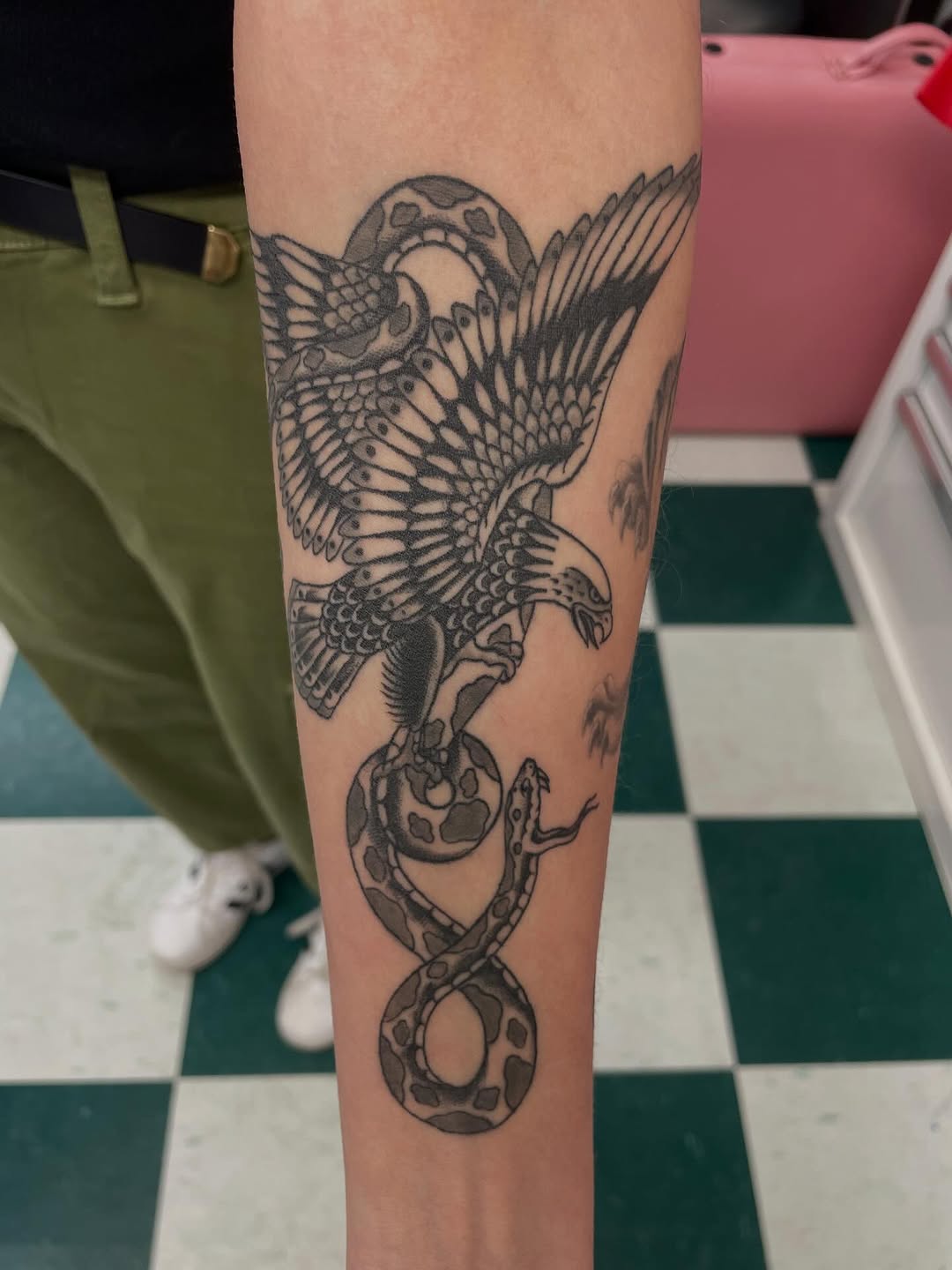 Tattoo by @hayley.tattoos — american_traditional, black_and_grey