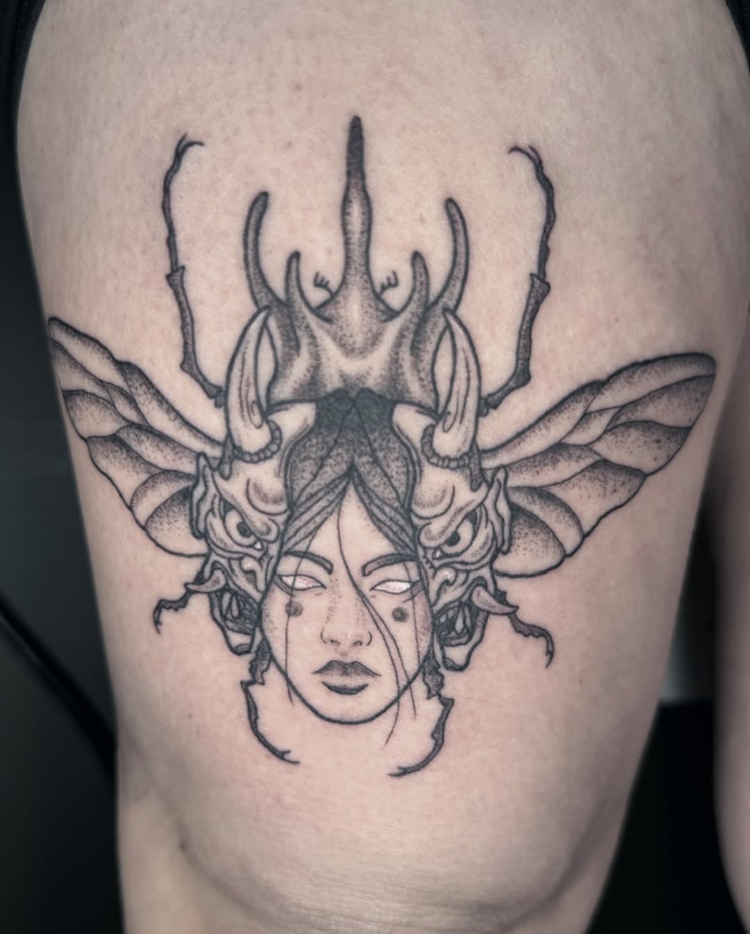 Tattoo by @nuclearhearttattoos — black_and_grey, dark_realism