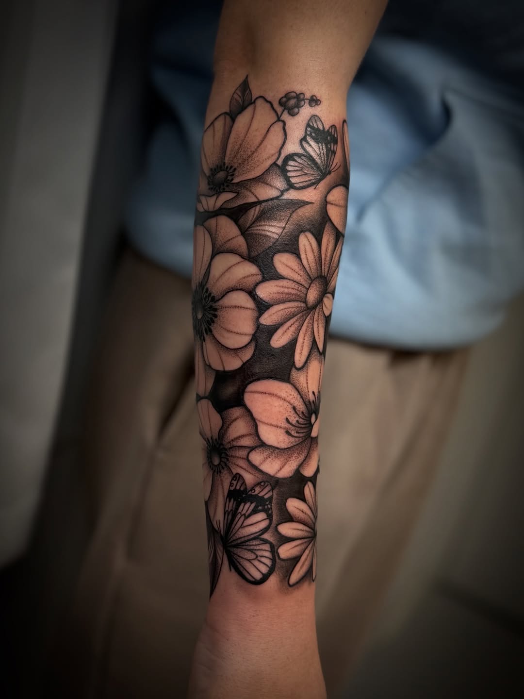 Tattoo by @llanotattooart — black_and_grey, dotwork