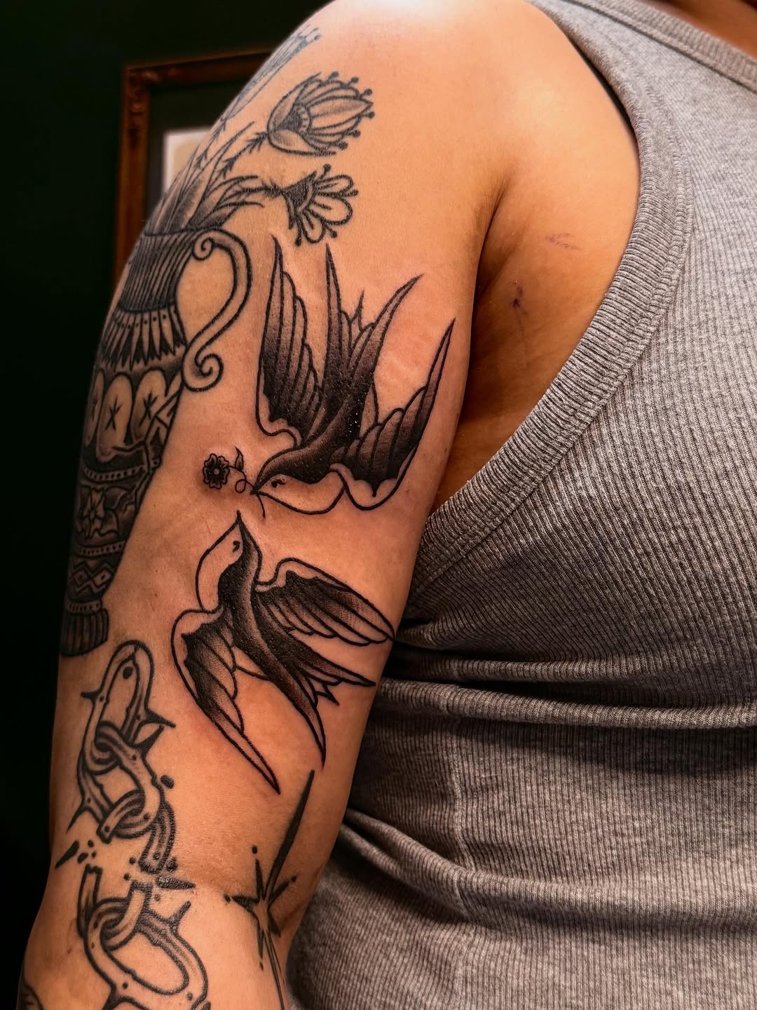 Tattoo by @merciless.moss — american_traditional, black_and_grey