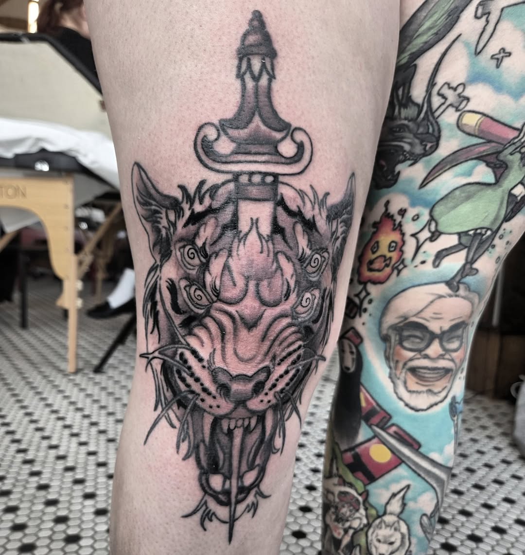 Tattoo by @nine.crows โ illustrative, black_and_grey