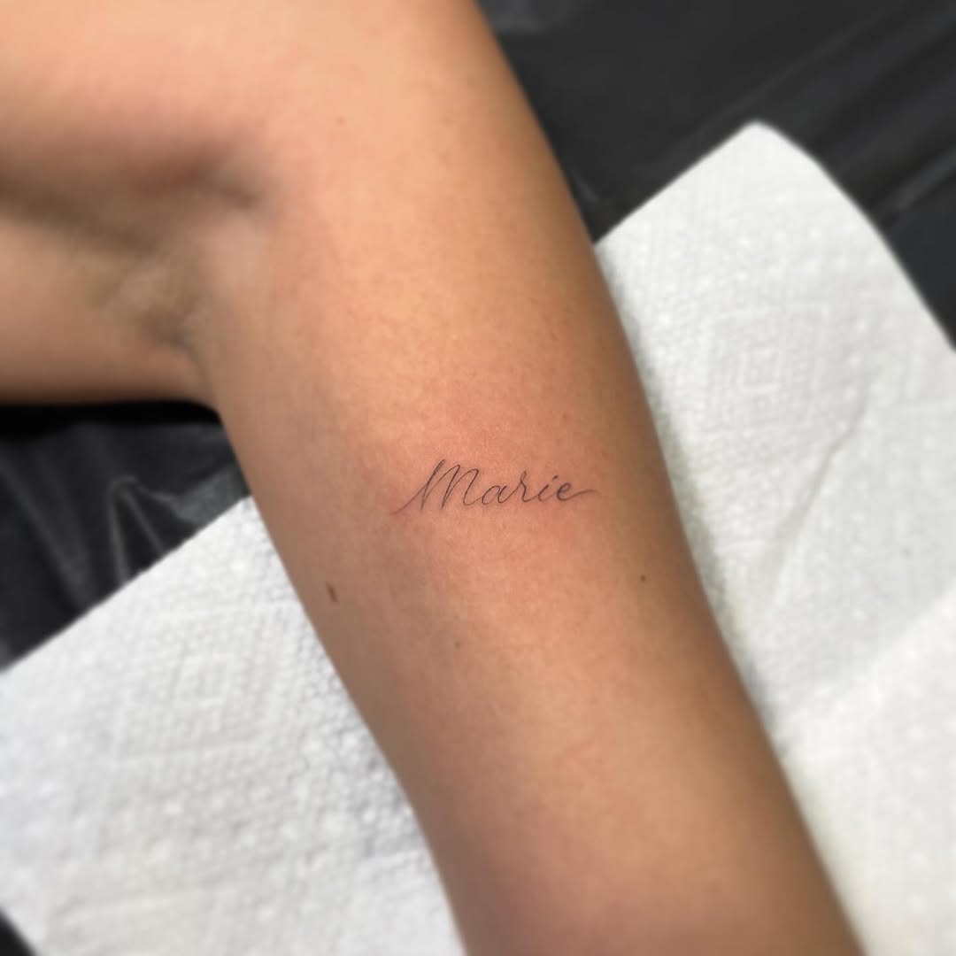 Tattoo by @fantasyandfuntattoo — fine_line, lettering_script