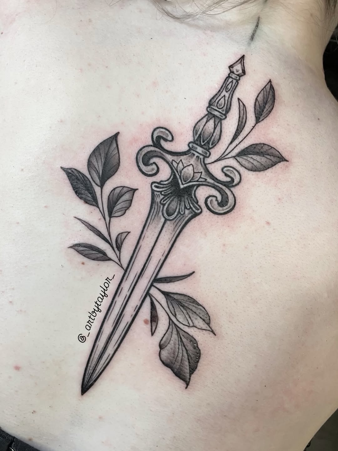 Tattoo by @_artbytaylor_ — illustrative, black_and_grey