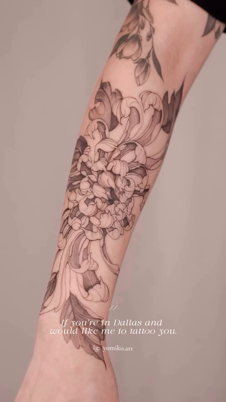 Tattoo by @yomiko.art — japanese_irezumi, black_and_grey