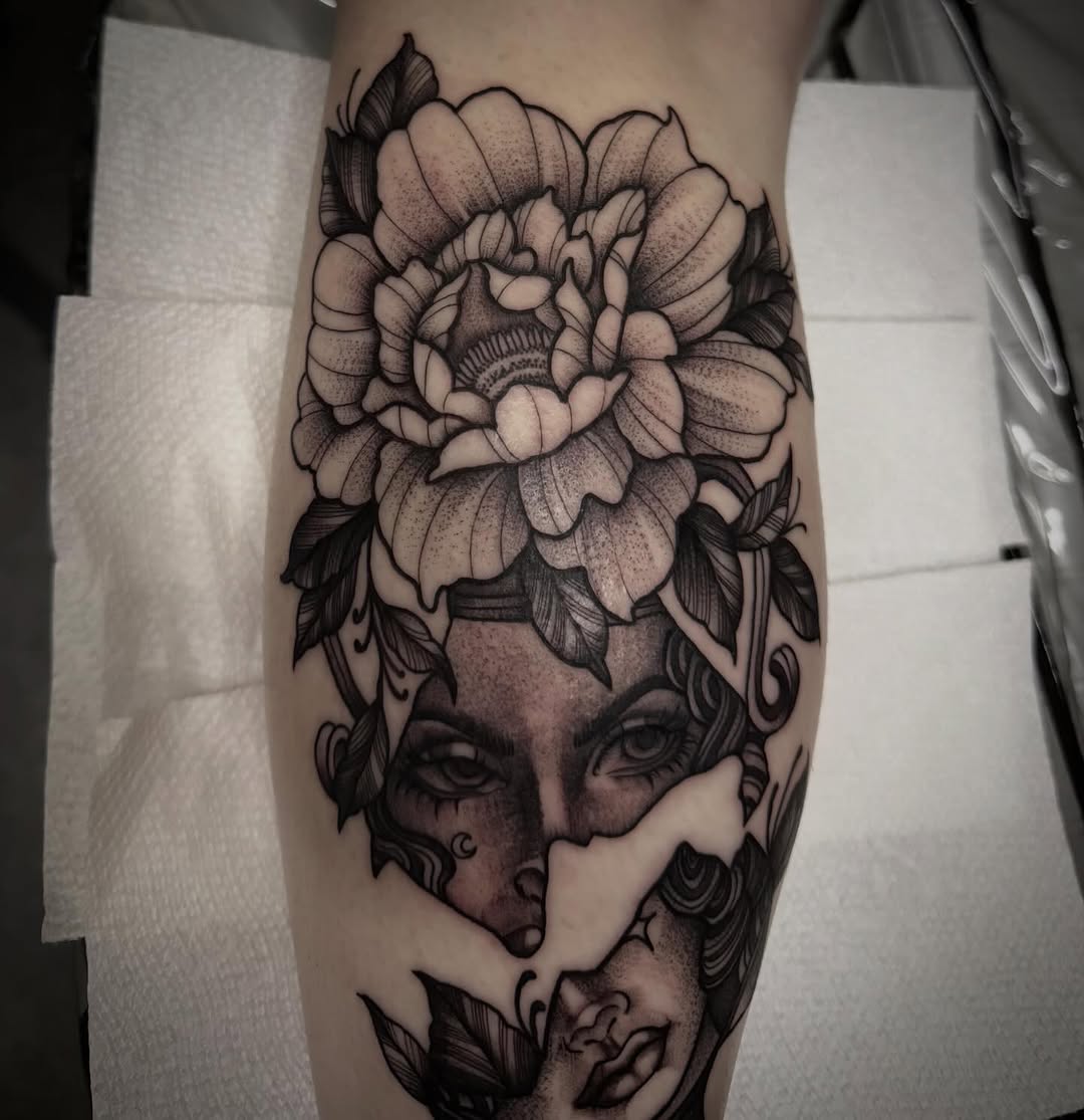 Tattoo by @inkandivvy — black_and_grey, realism
