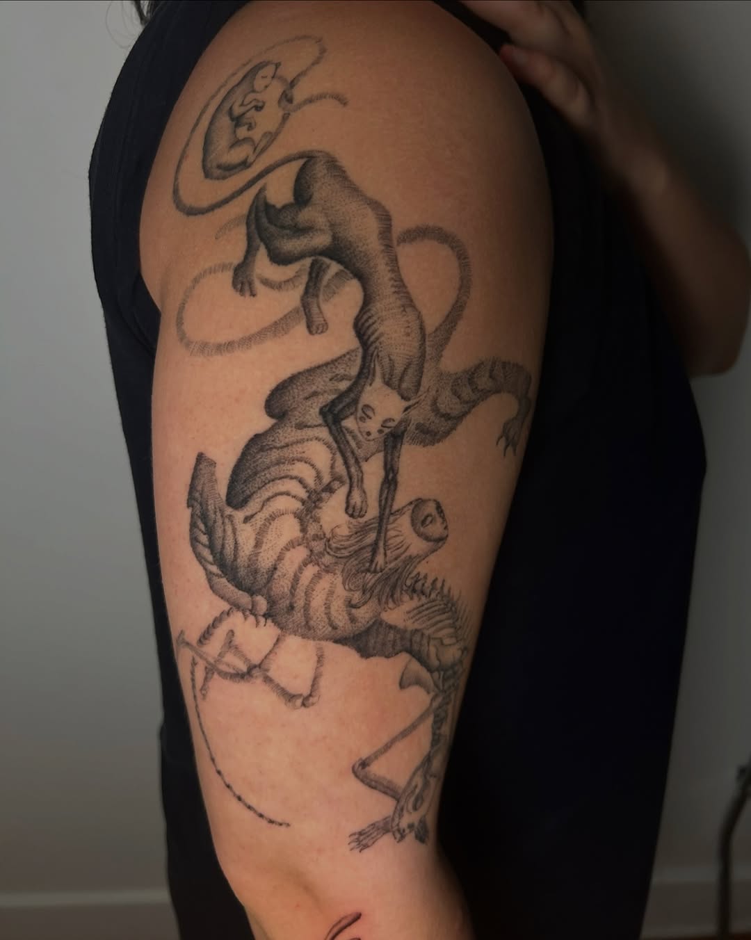 Tattoo by @beingtattoos — illustrative, dotwork
