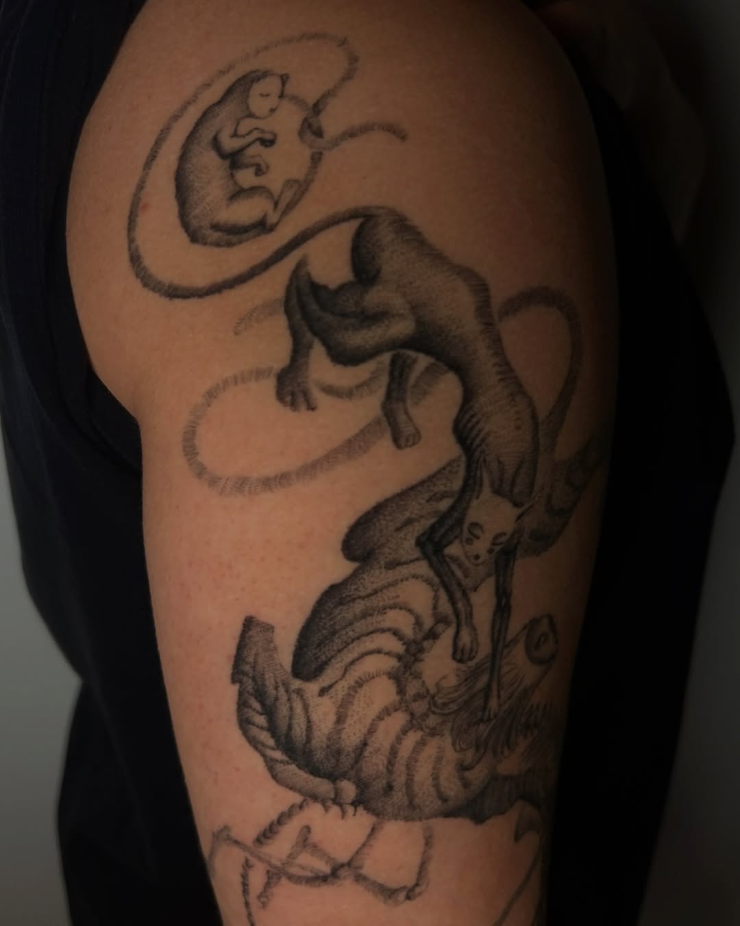 Tattoo by @beingtattoos — dotwork, illustrative