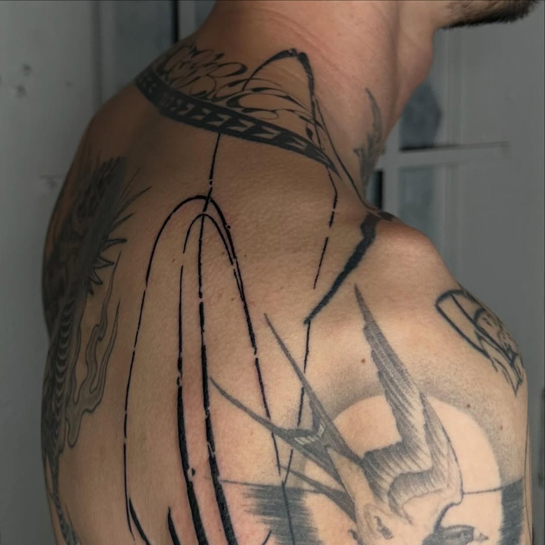 Tattoo by @good.boi.ink — blackwork, illustrative