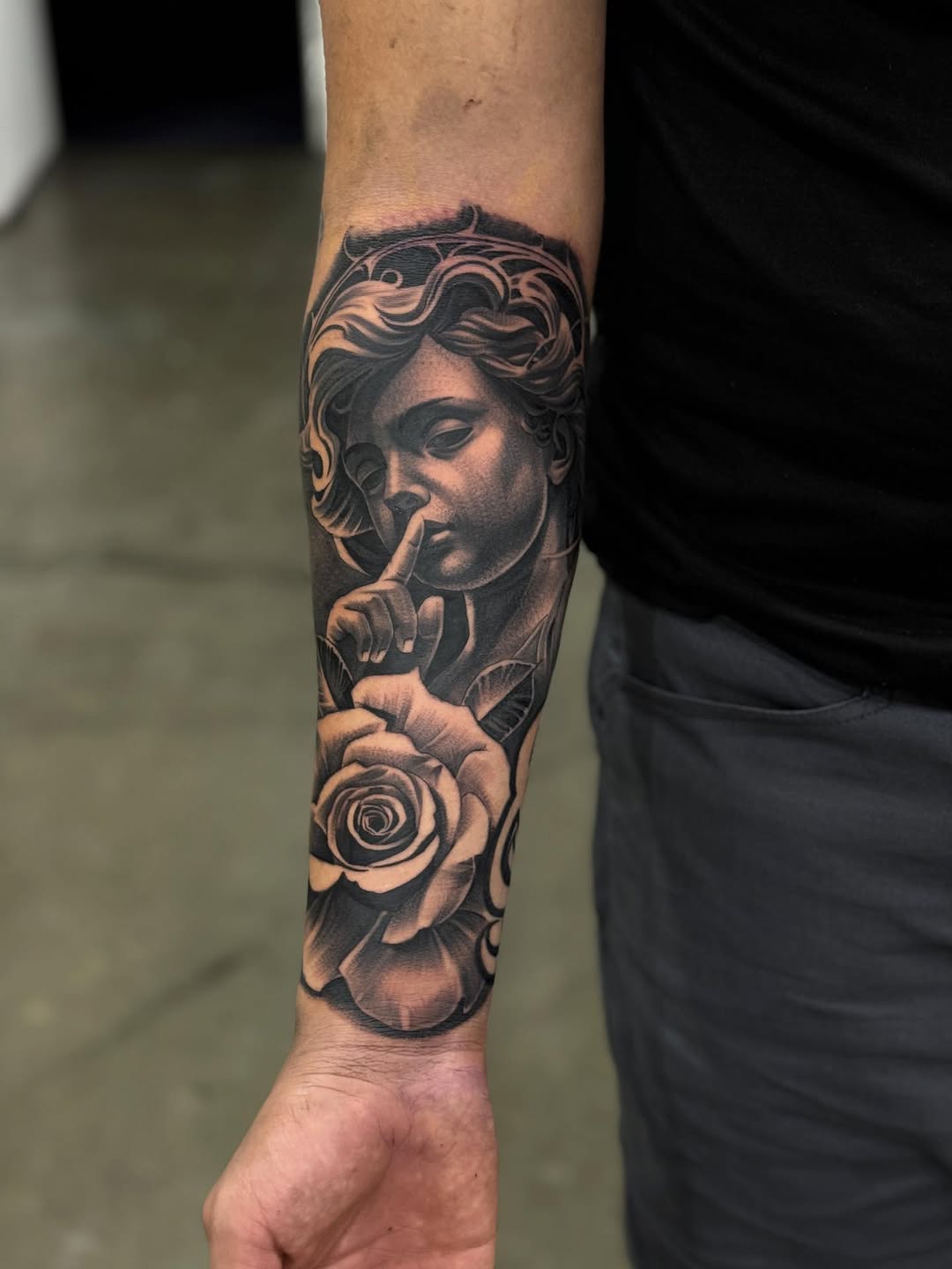 Tattoo by @tattoo_isaac562 โ realism, black_and_grey