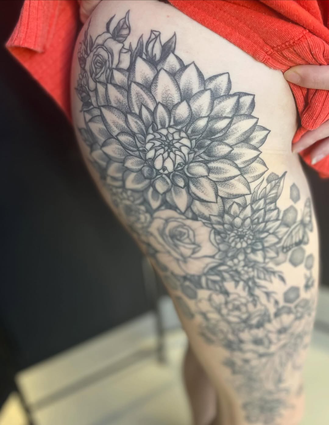 Tattoo by @tattmaus — black_and_grey, dotwork