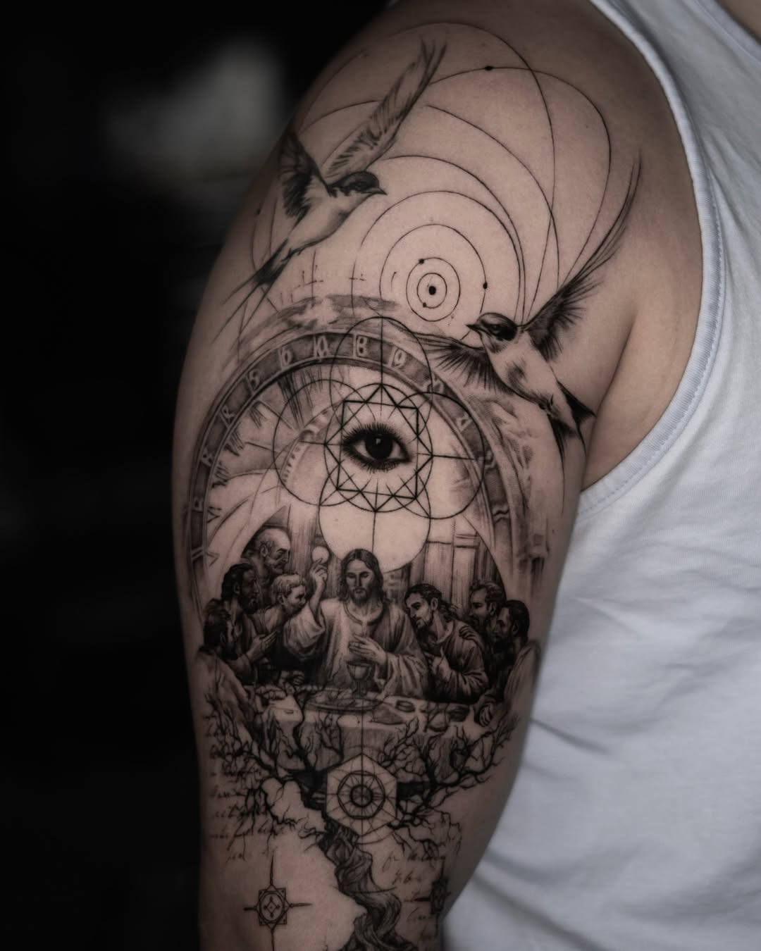 Tattoo by @ron.alvarez_tattoo — realism, geometric