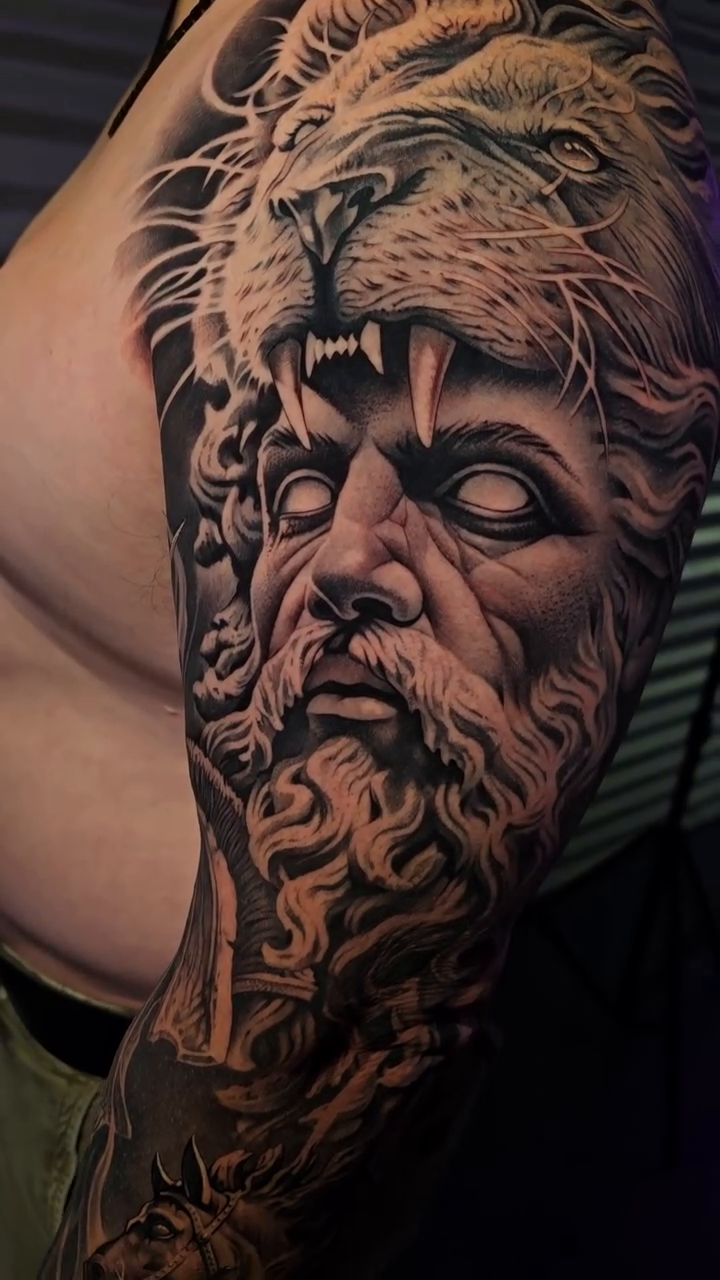 Tattoo by @gagecheesmantattoos β realism, black_and_grey