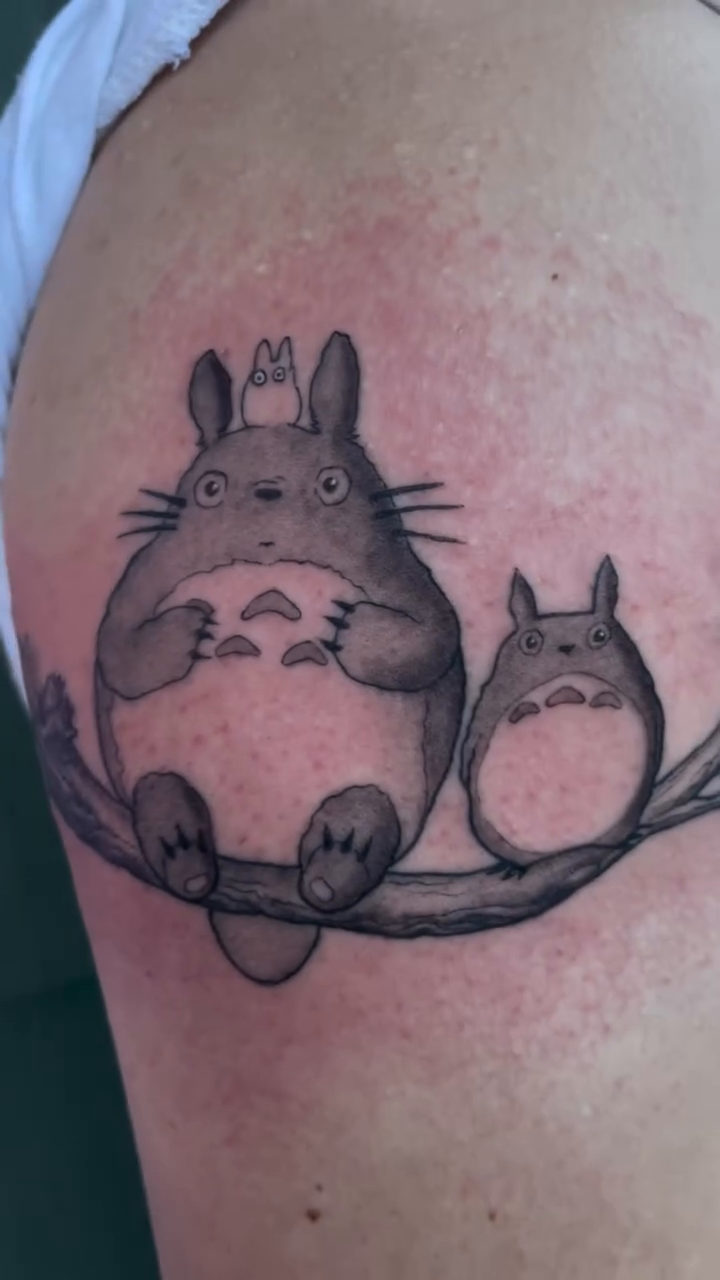 Tattoo by @rubyocity — anime, black_and_grey