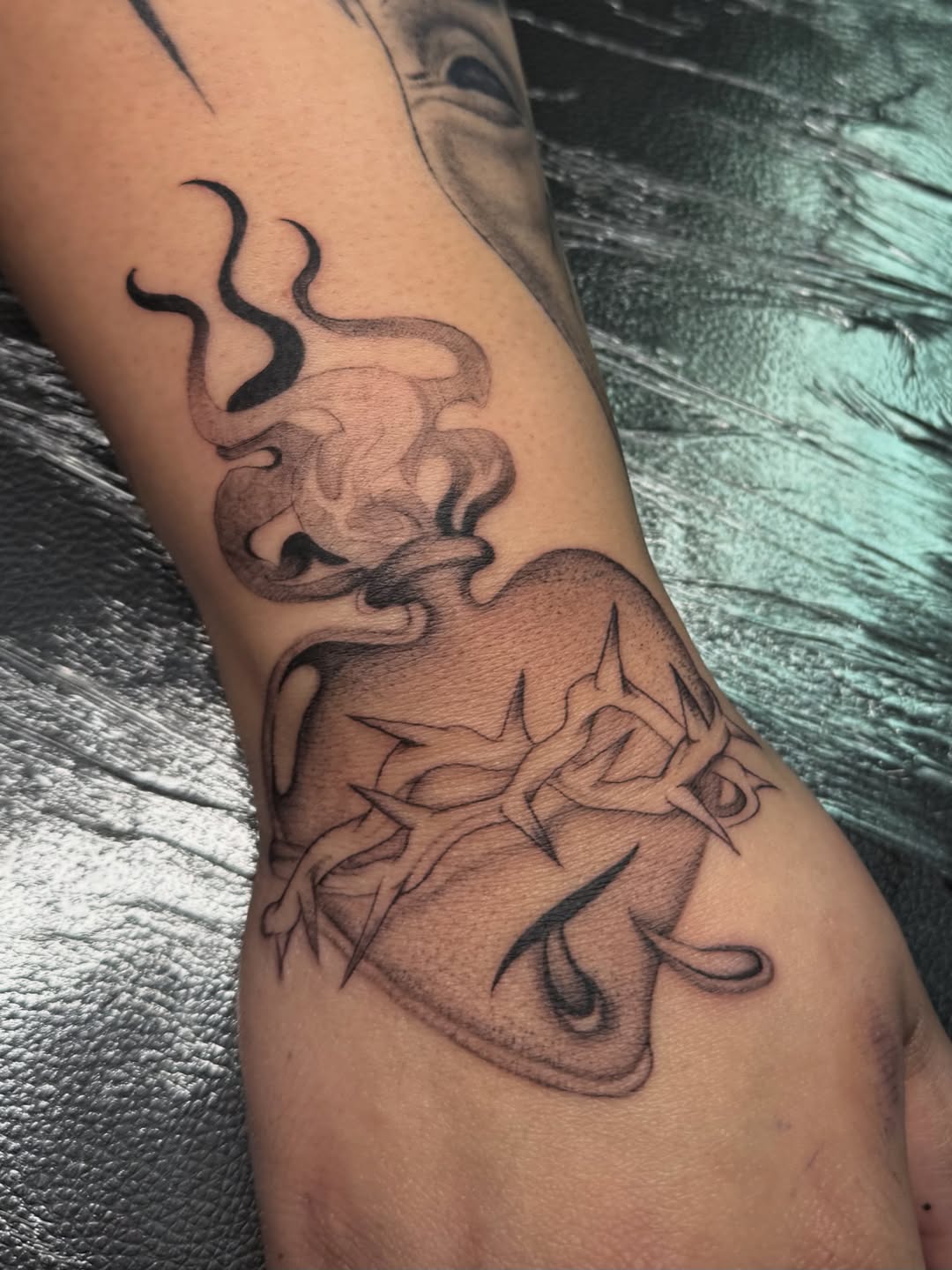 Tattoo by @tatsxval β black_and_grey, dark_realism