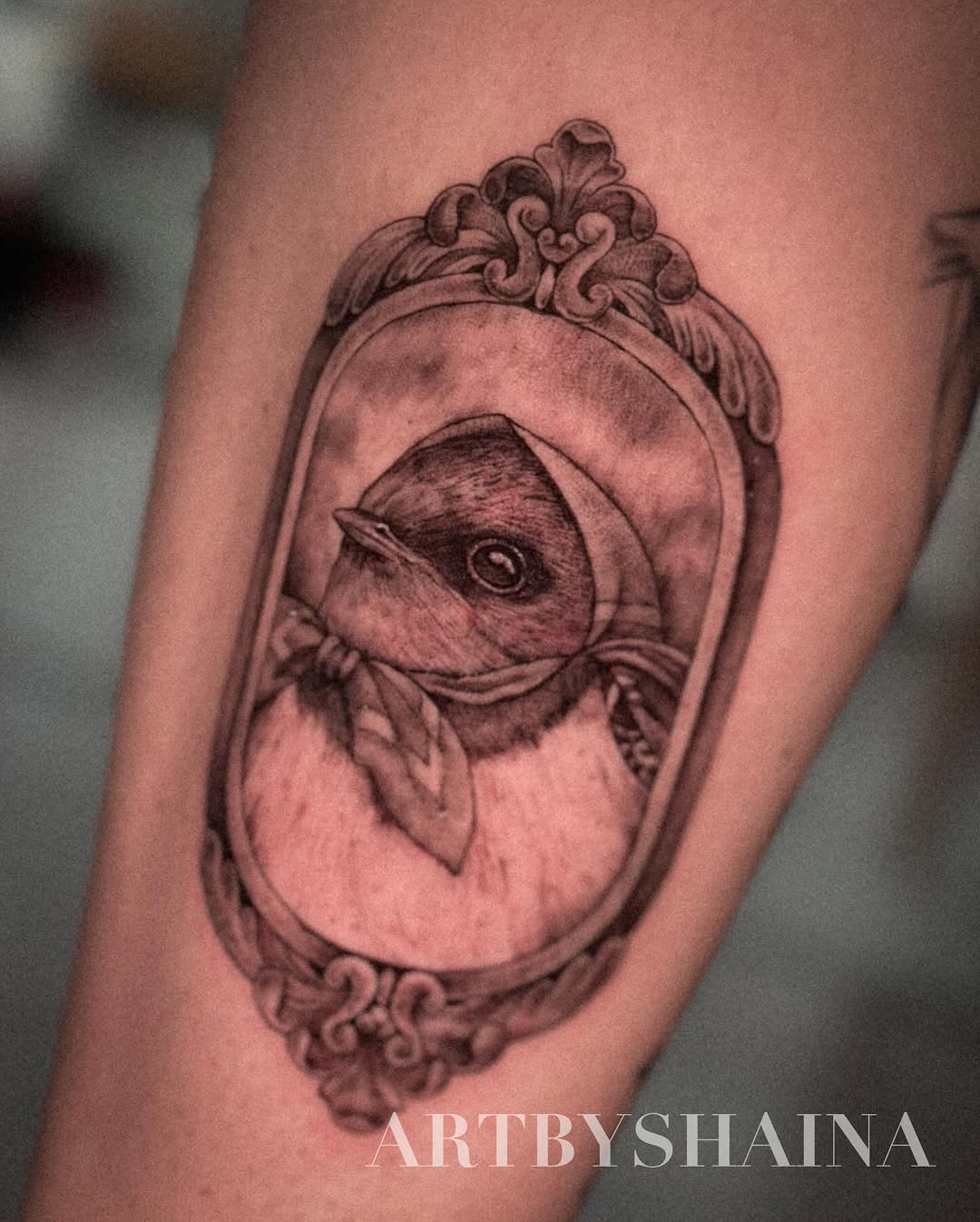 Tattoo by @artbyshaina — realism, black_and_grey