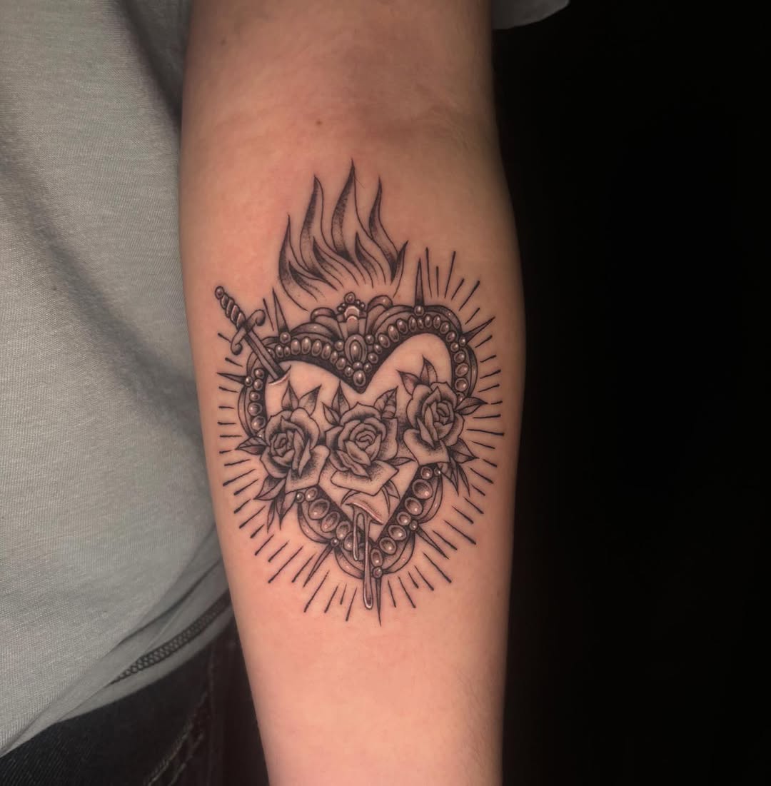 Tattoo by @tattoosbyemilyruth — black_and_grey, chicano