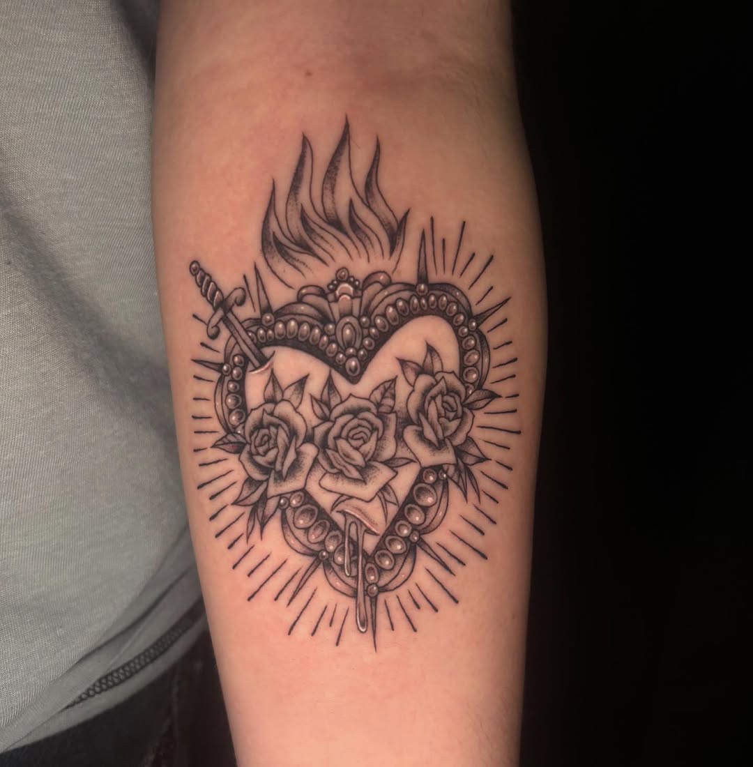 Tattoo by @tattoosbyemilyruth — black_and_grey, chicano