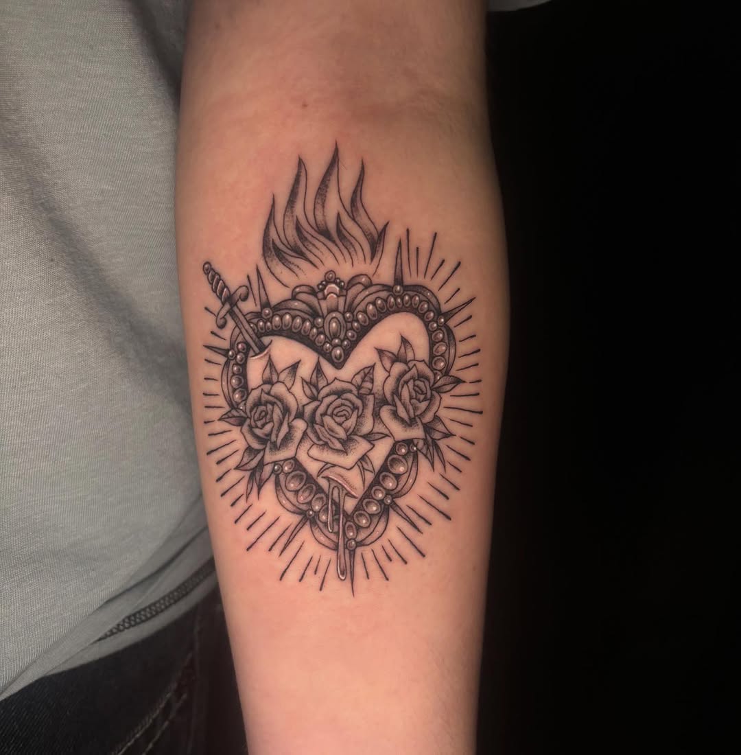 Tattoo by @tattoosbyemilyruth — black_and_grey, chicano