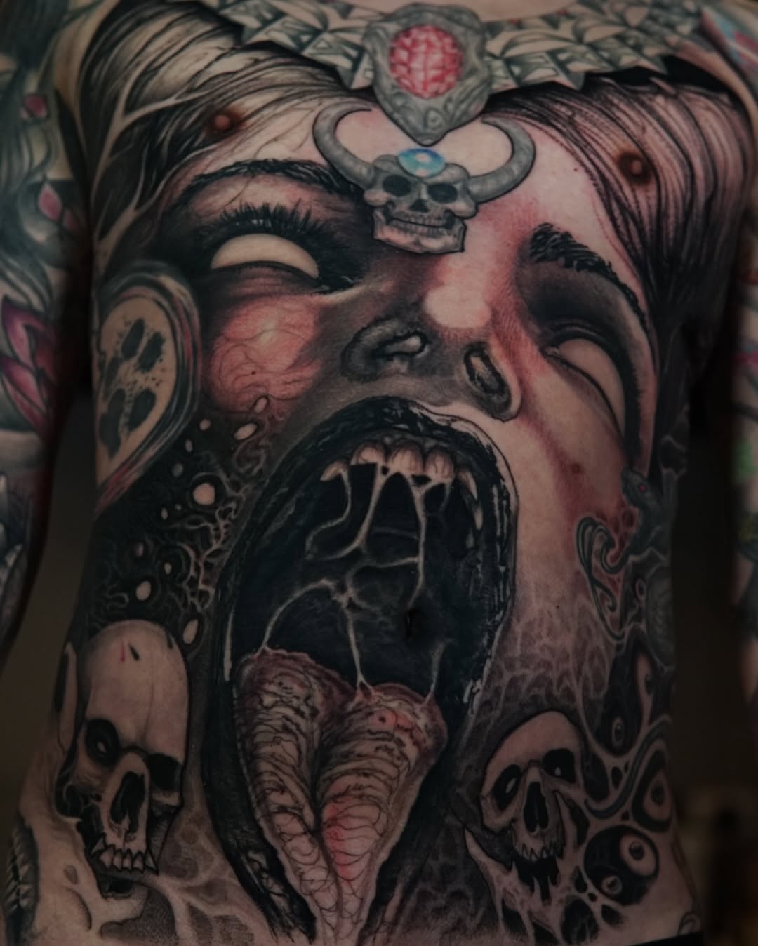 Tattoo by @aaronmtattoos — dark_realism, blackwork