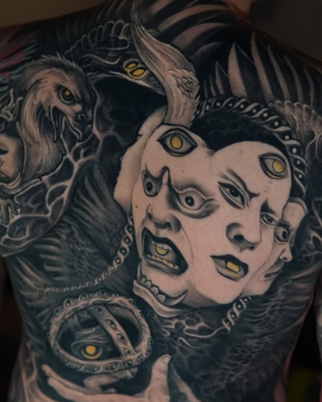 Tattoo by @aaronmtattoos — japanese_irezumi, black_and_grey