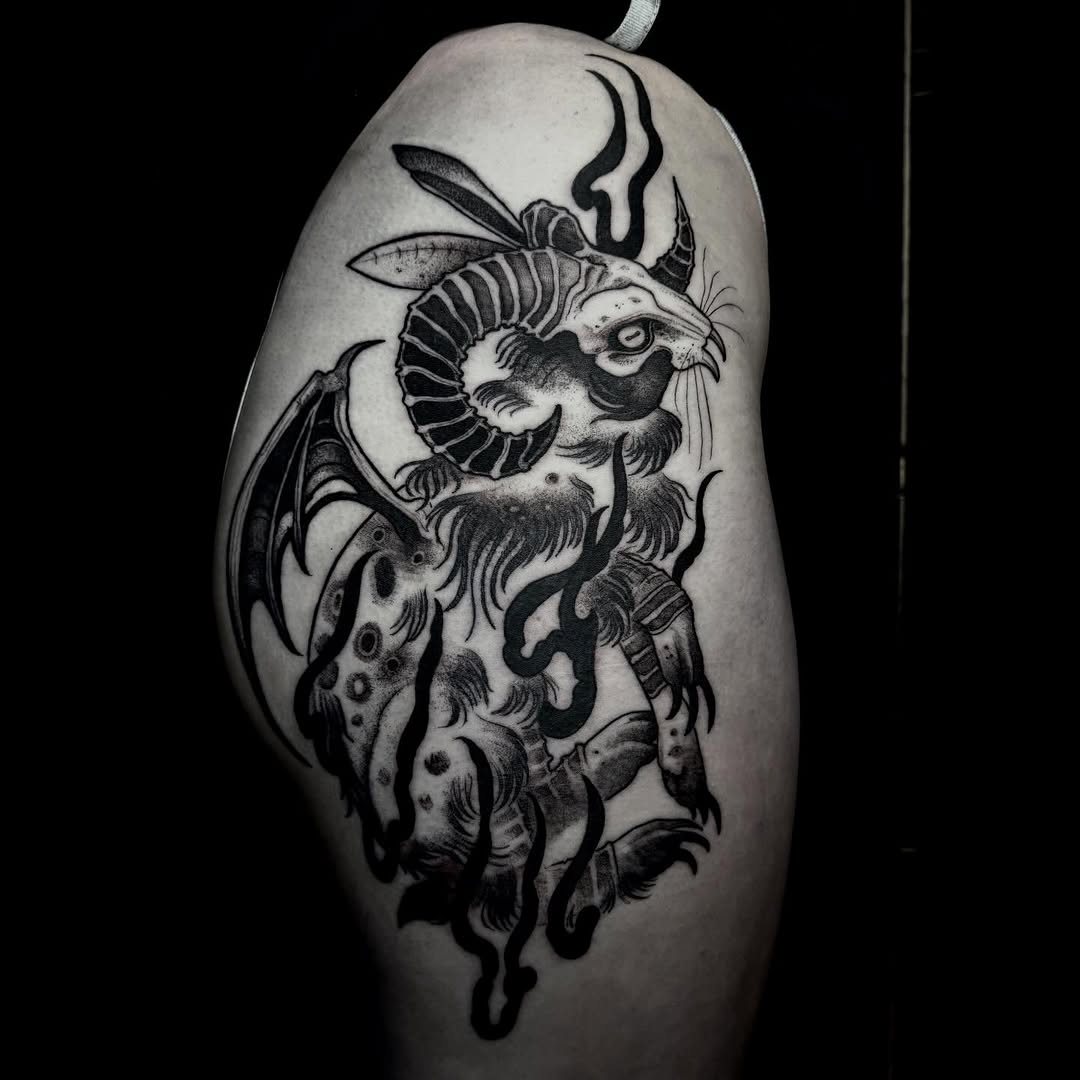 Tattoo by @briwalkertattoos — blackwork, illustrative