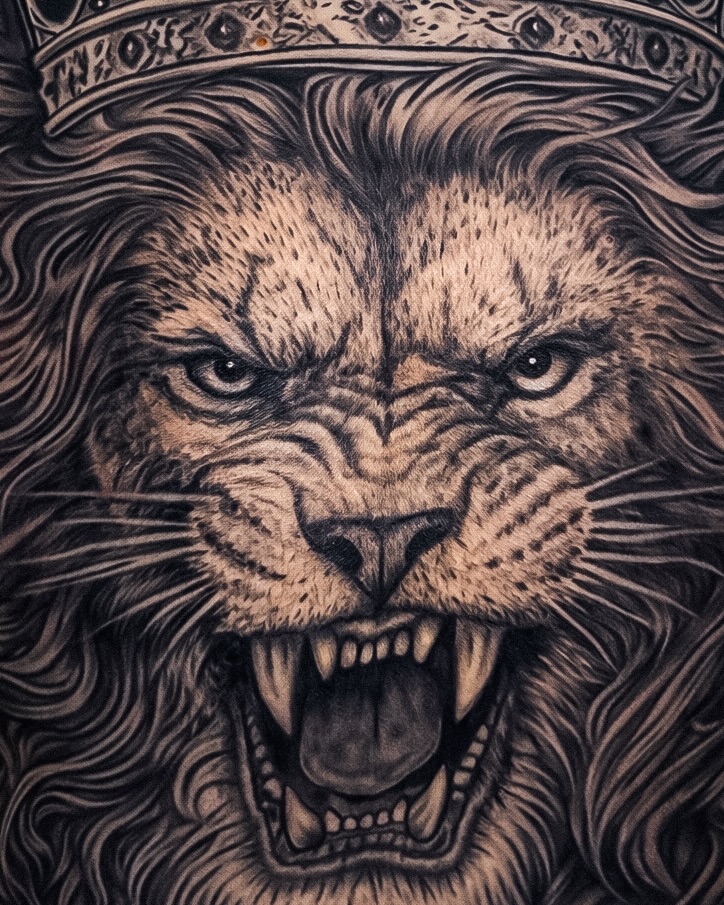 Tattoo by @vegas_tattoo_maksbrand โ realism, black_and_grey