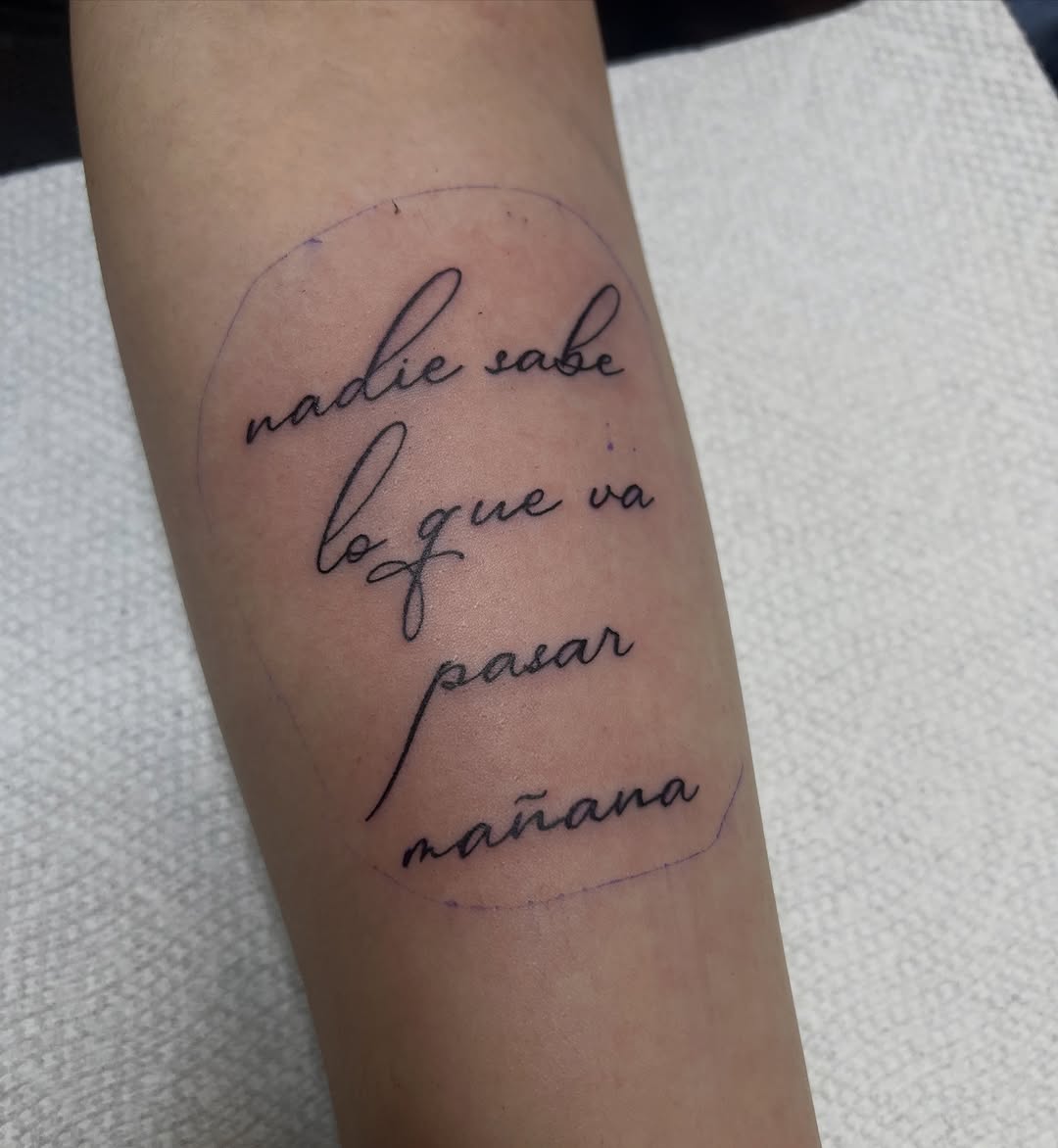Tattoo by @andrew.ferst โ lettering_script, fine_line