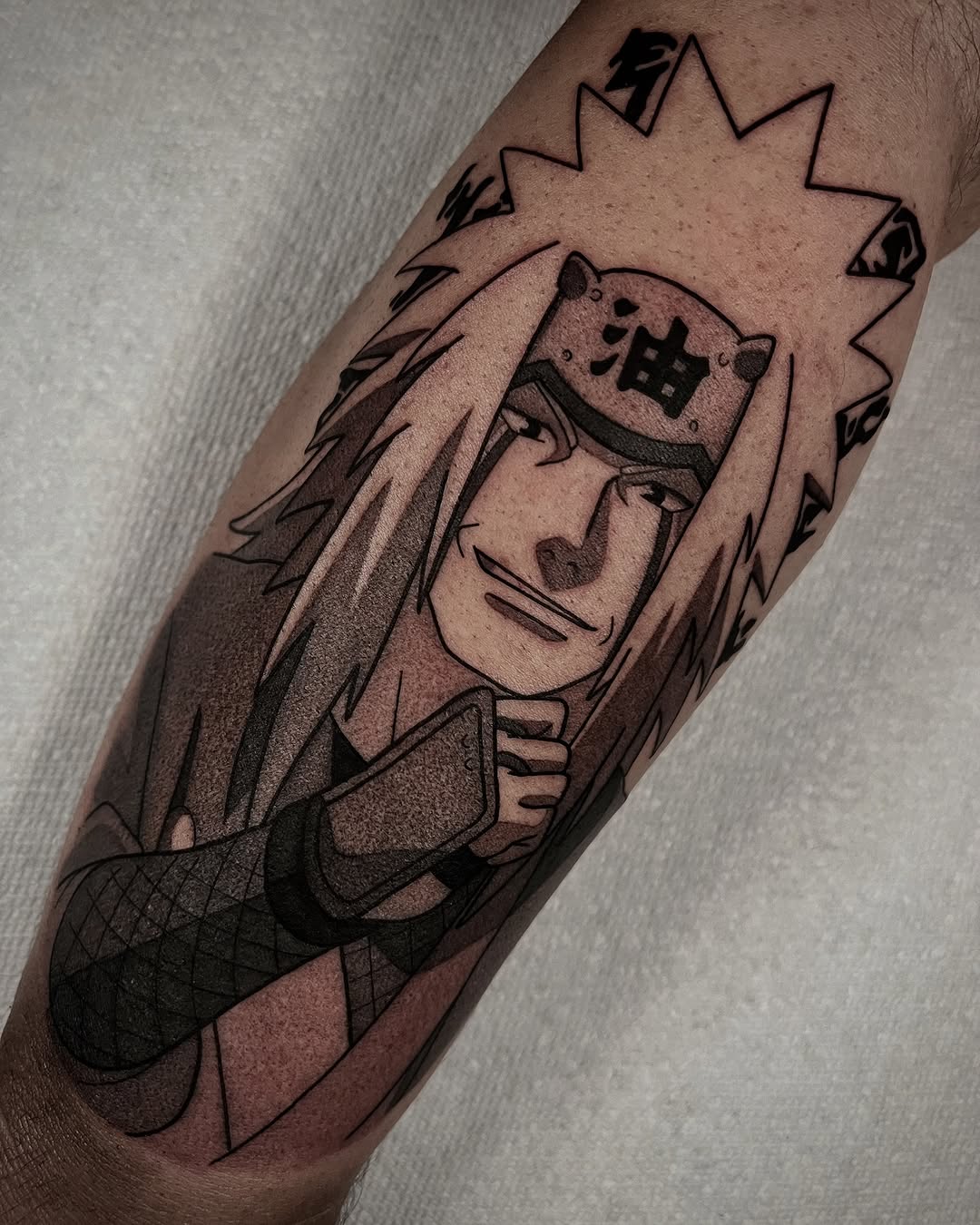 Tattoo by @bingtattoos — anime, black_and_grey