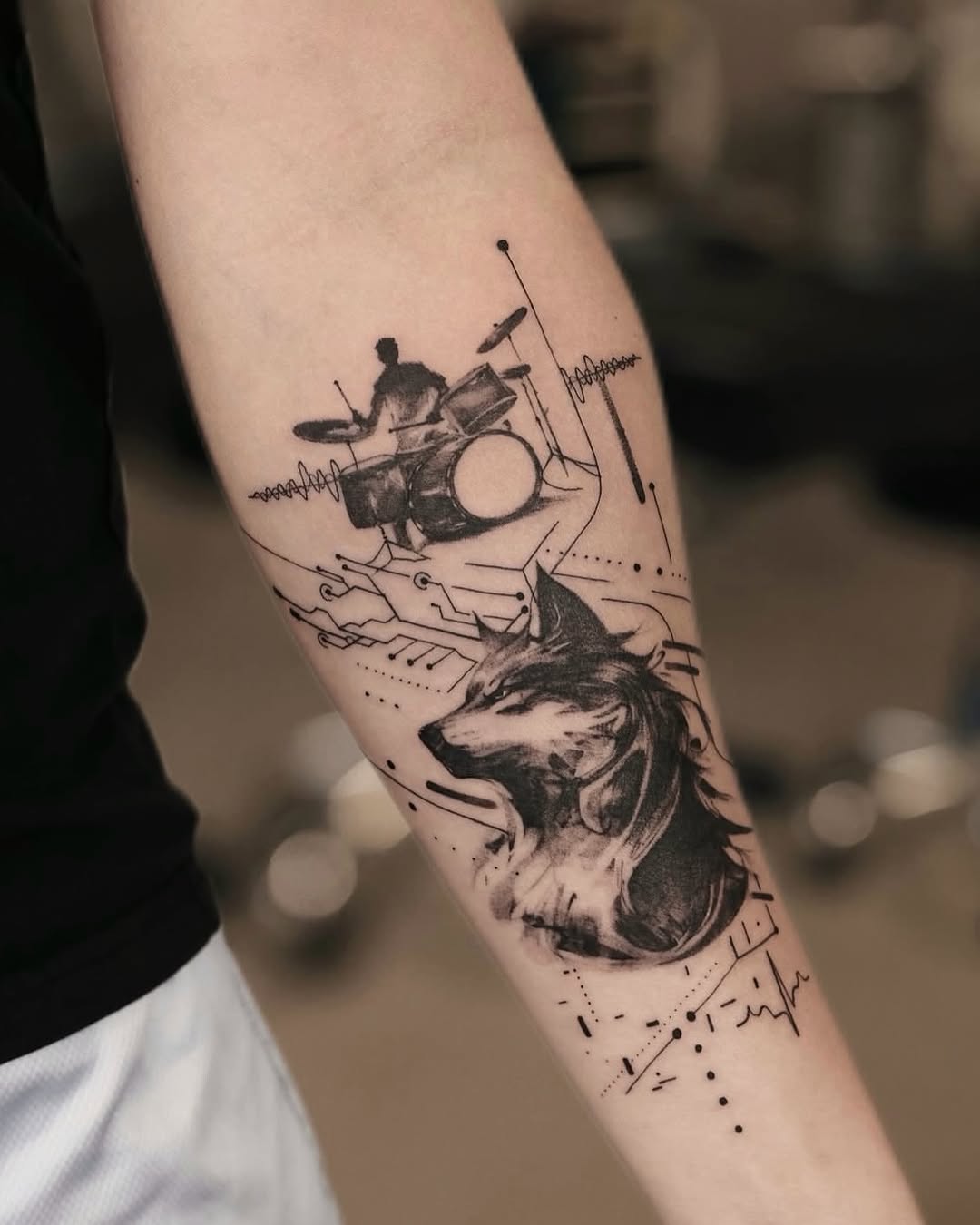 Tattoo by @iris.tatts — black_and_grey, illustrative