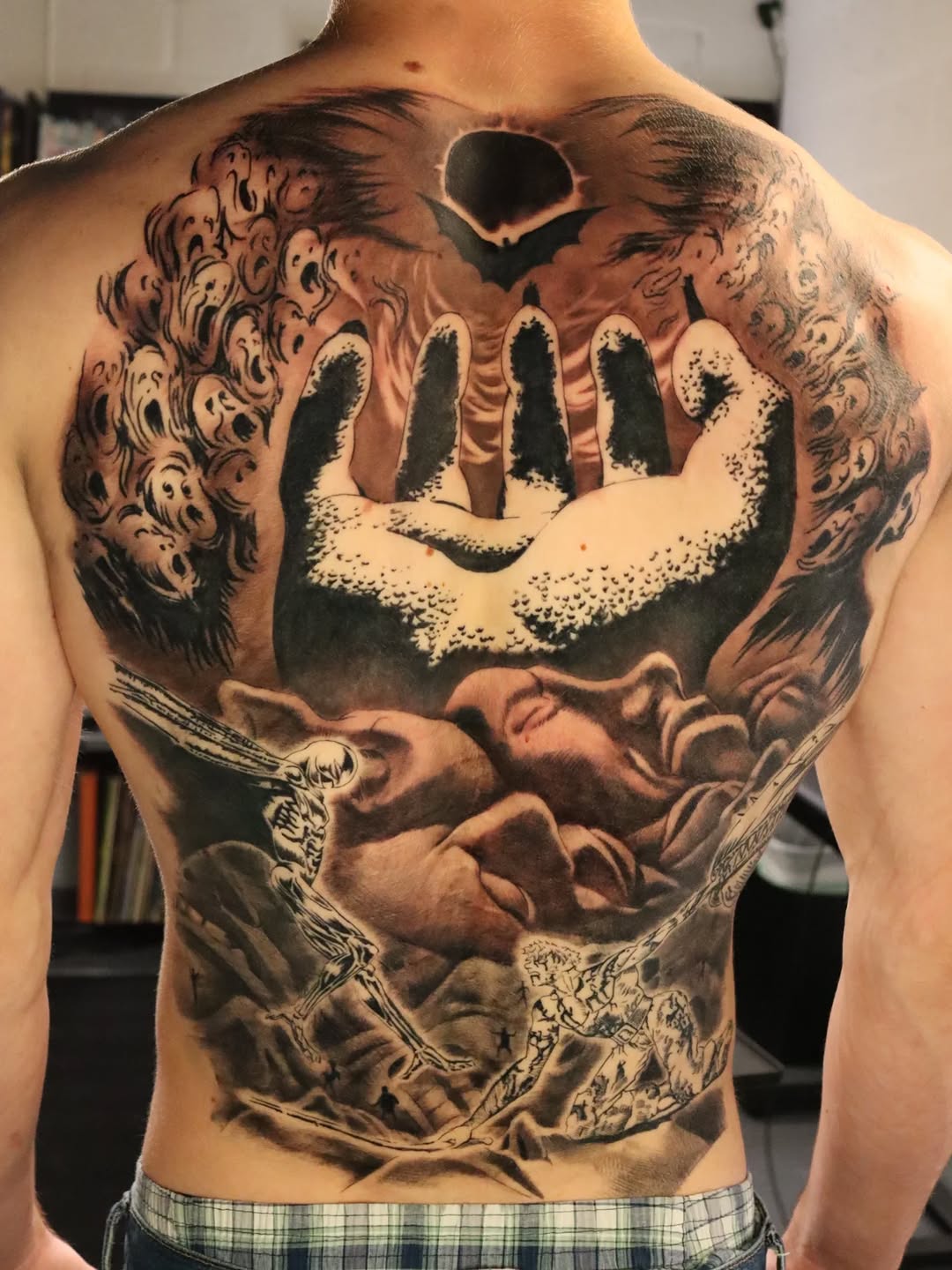 Tattoo by @claudink — black_and_grey, dark_realism