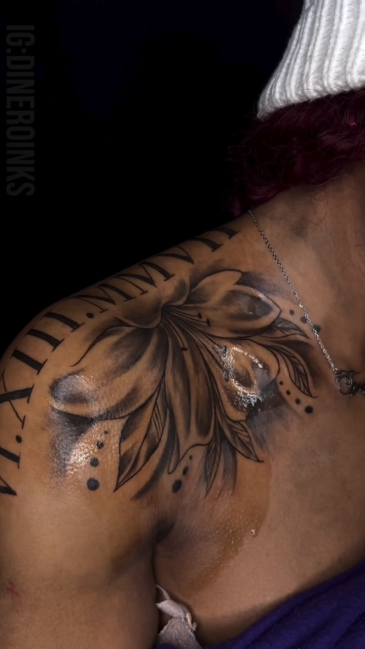 Tattoo by @dineroinks — black_and_grey