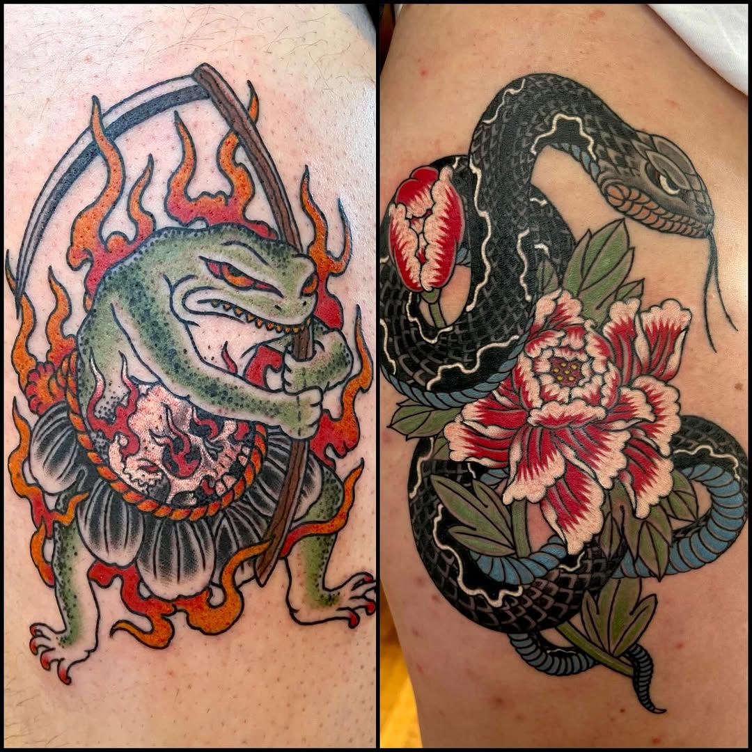 Tattoo by @rockyburley โ japanese_irezumi, american_traditional