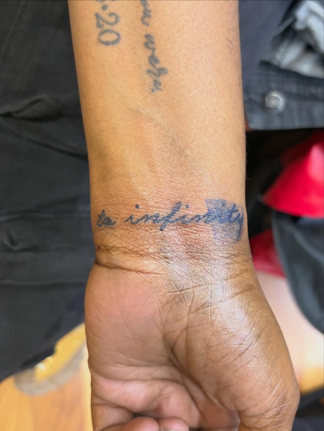 Tattoo by @blacksaddleink — lettering_script, fine_line