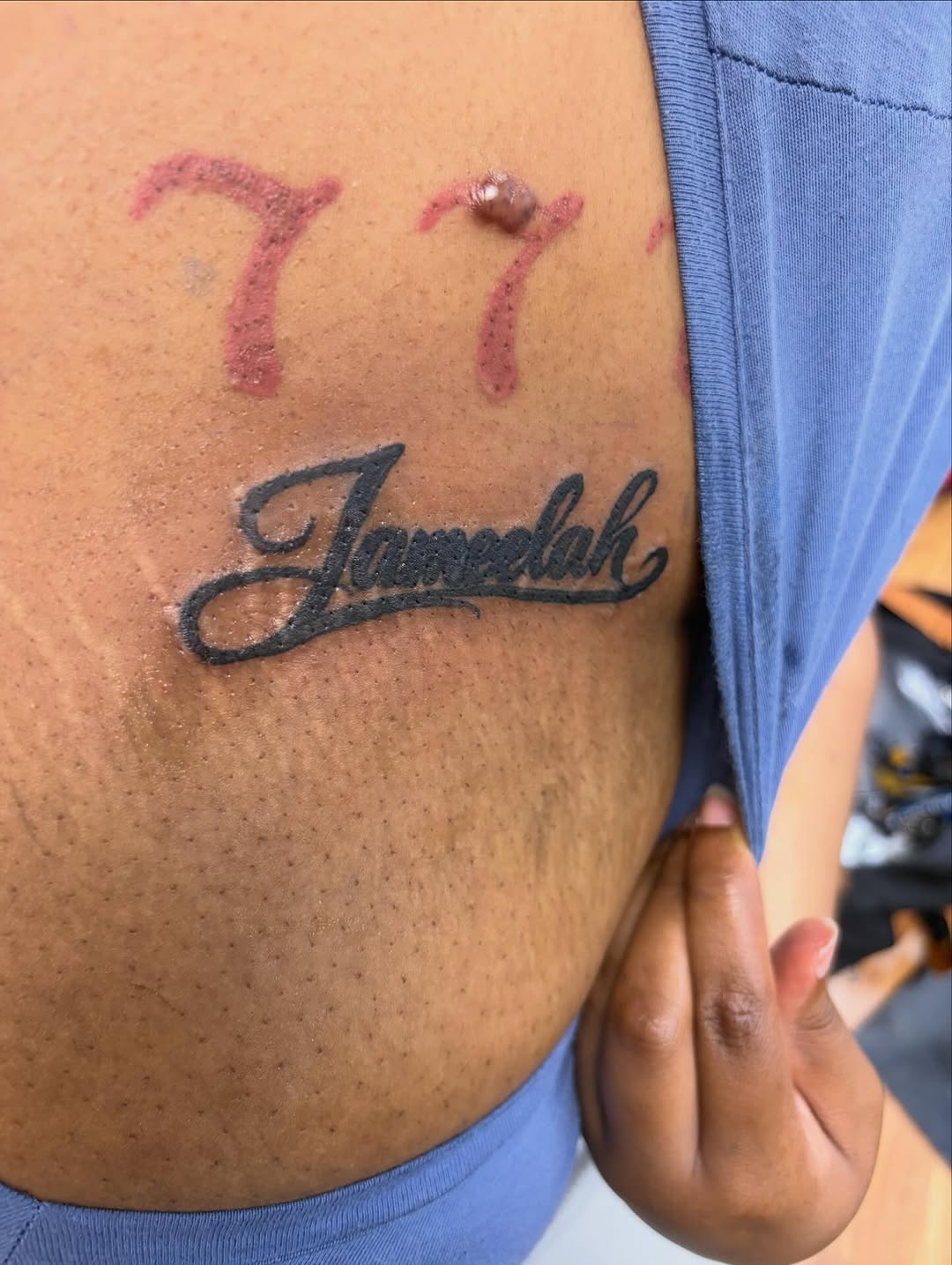 Tattoo by @blacksaddleink — lettering_script
