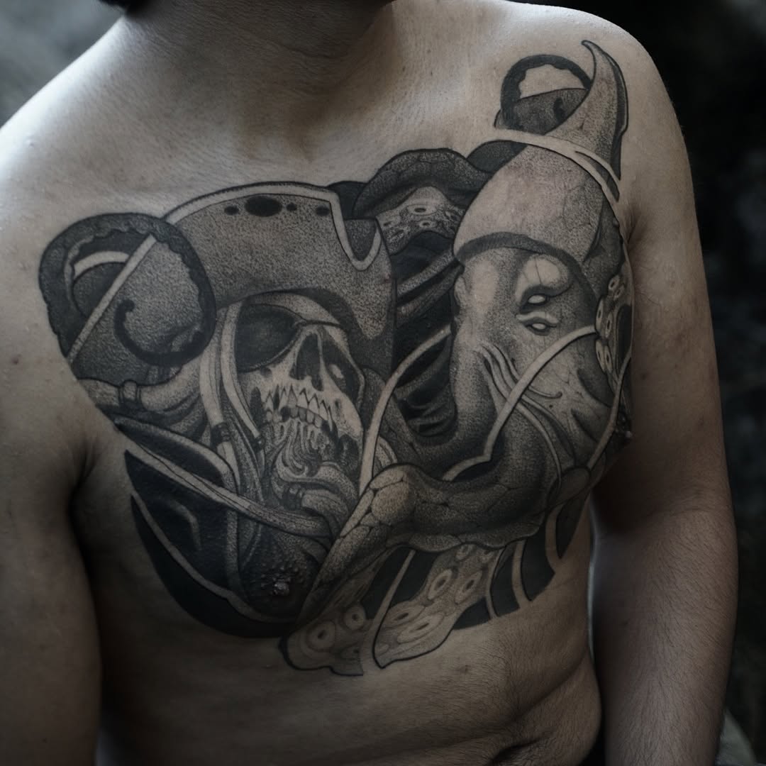 Tattoo by @tattoosbyale_ — black_and_grey, dotwork