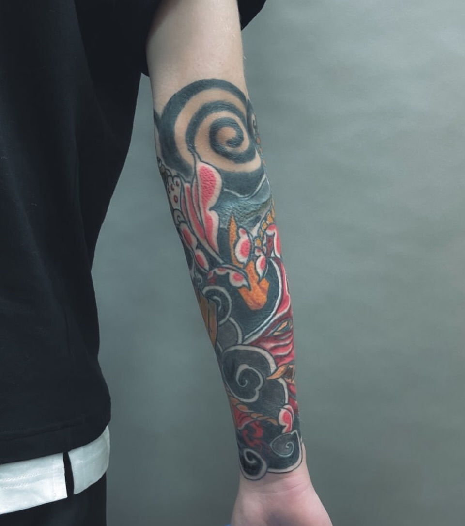 Tattoo by @hori.saru — japanese_irezumi, black_and_grey