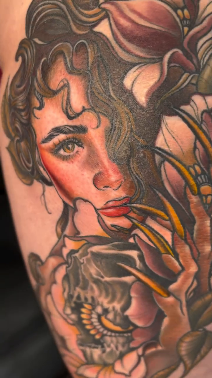 Tattoo by @qrayon.slc — neo_traditional, realism