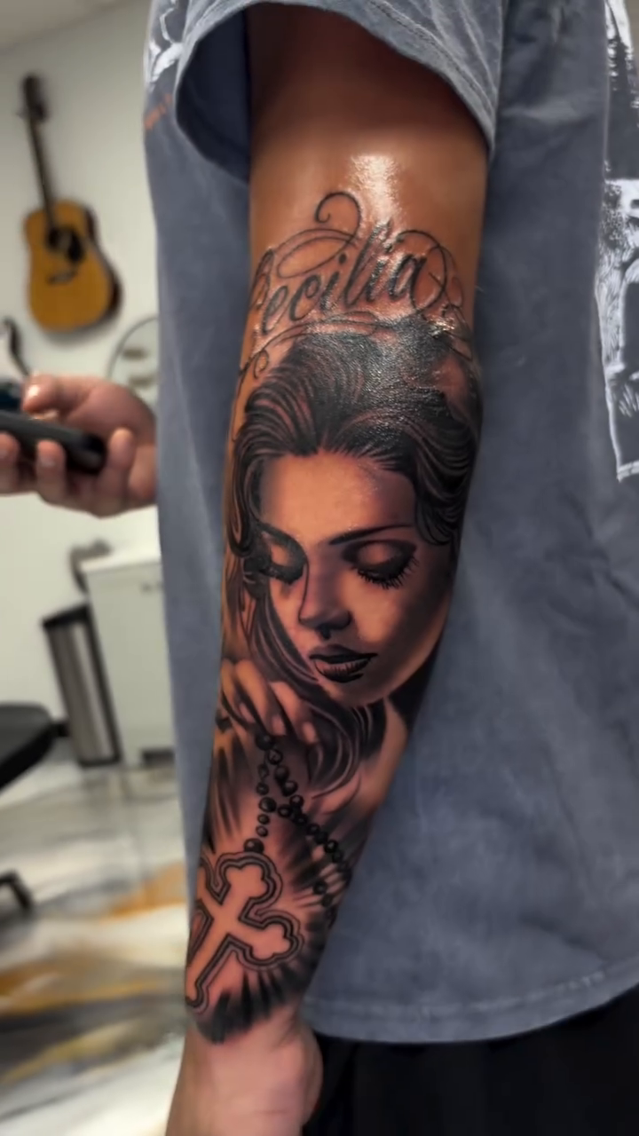 Tattoo by @theinkedbyj โ realism, black_and_grey