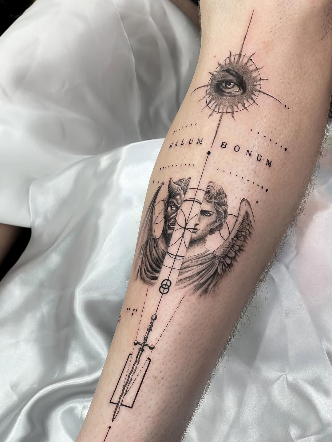 Tattoo by @dannyptattoos โ black_and_grey, geometric