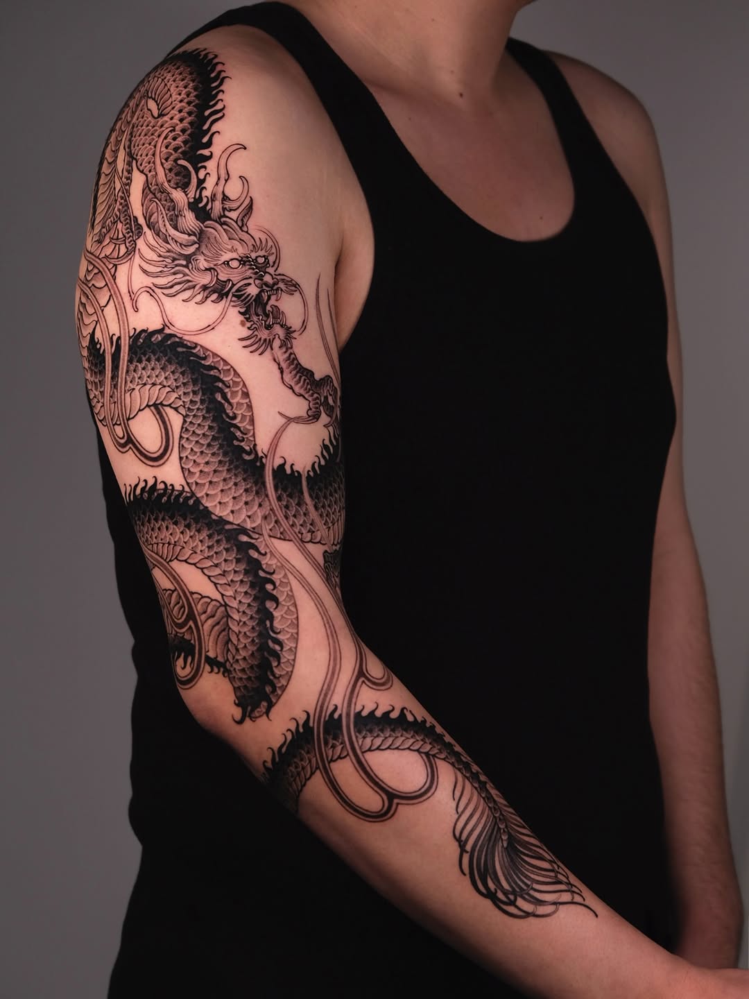 Tattoo by @bayun.tattoos โ japanese_irezumi, black_and_grey