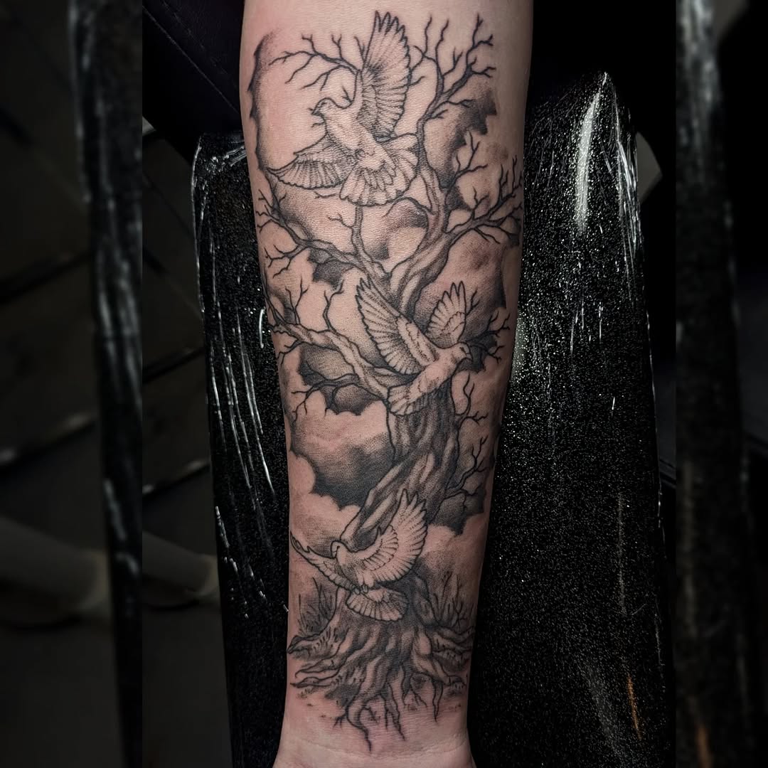Tattoo by @crappie.tatts — black_and_grey, illustrative