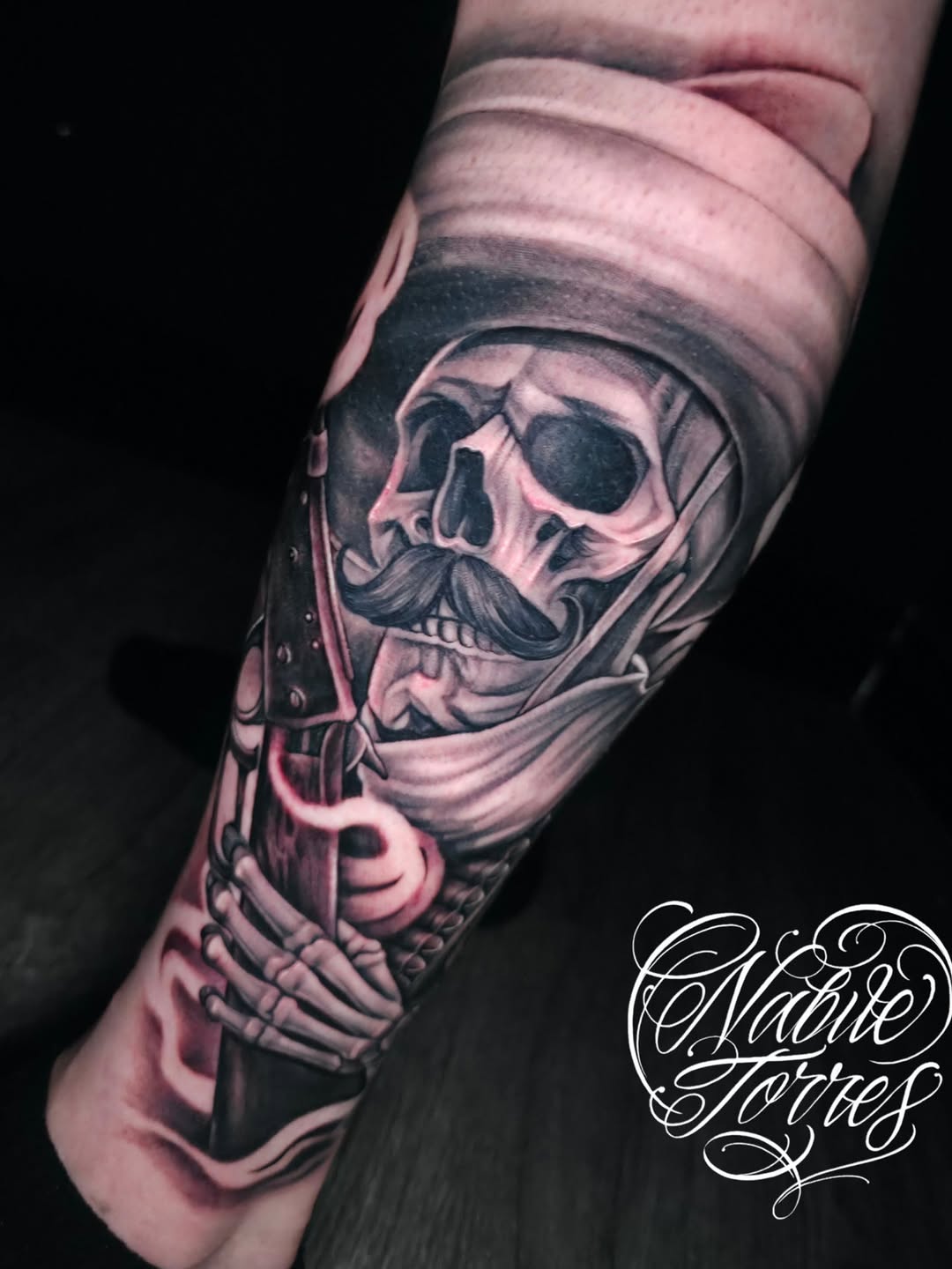 Tattoo by @nabiletorrestattoo — realism, black_and_grey