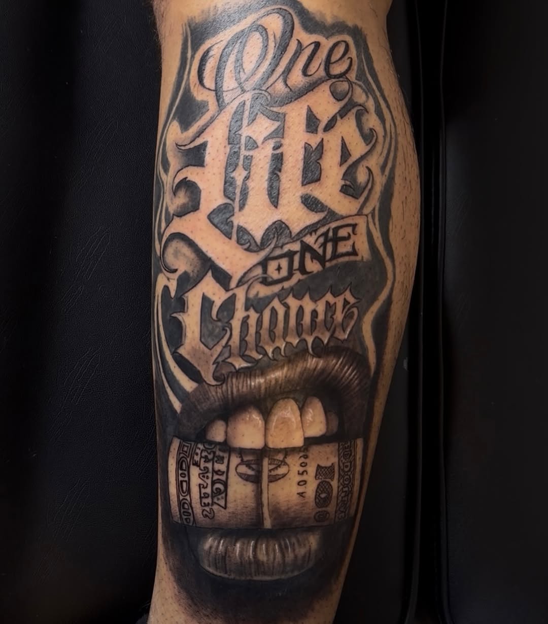 Tattoo by @loboink_ — chicano, lettering_script