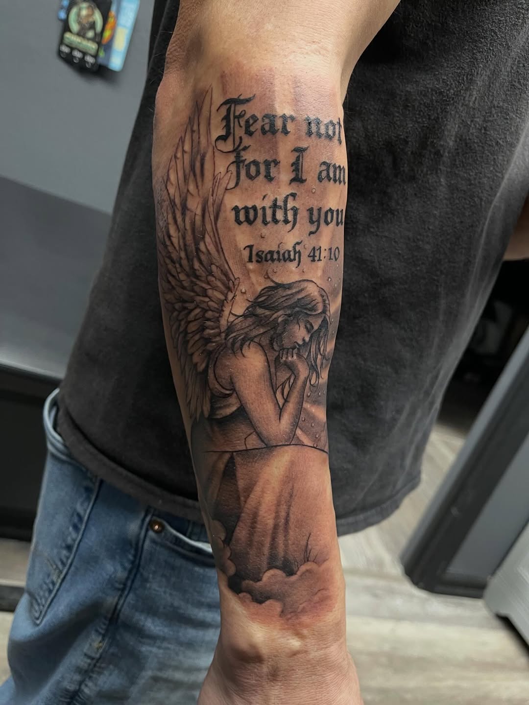 Tattoo by @dtat2christ — lettering_script, black_and_grey